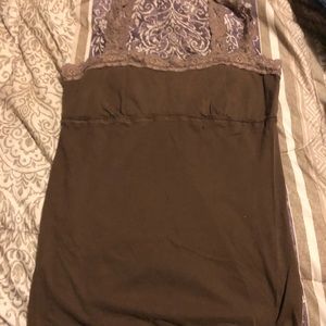 Brown Hollister tank top with lace bottom
